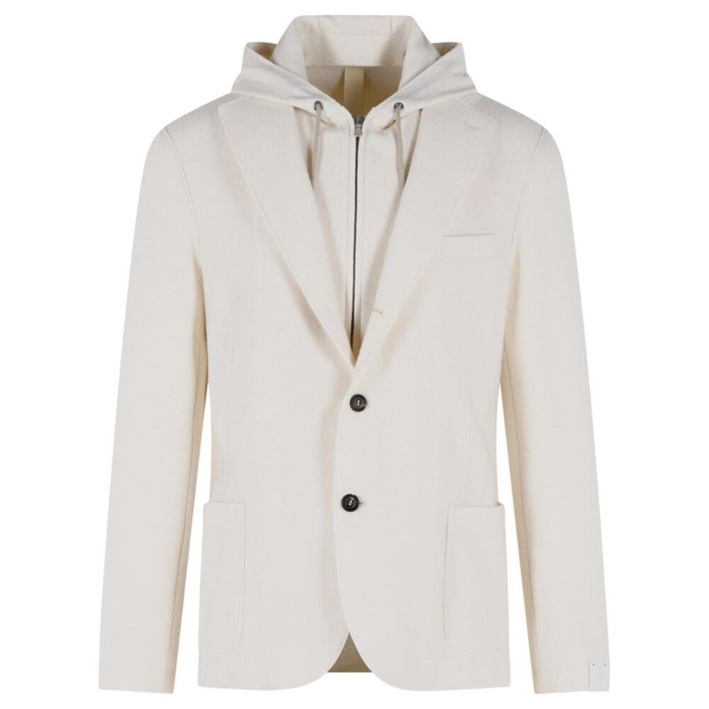 Eleventy Cream Wool Hooded Blazer Men